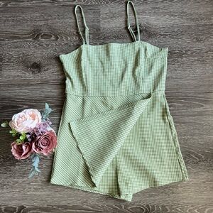 Green Gingham Romper